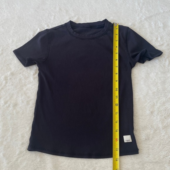 Vuori Pose Fitted Tee Ribbed Crewneck Short Sleeve Active Top Black Size XS - Picture 9 of 12